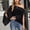 Black, variant on Womens One Shoulder Chiffon Shirts Asymmetrical Hem Batwing Sleeve Tops Casual Loose Flowy Sheer Blouse