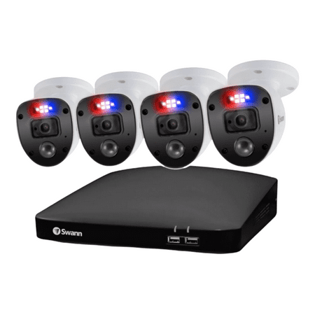 Swann Enforcer 8 Channel, 4-Camera 1080p Smart Security Wired CCTV Surveillance System, Full Color Night Vision