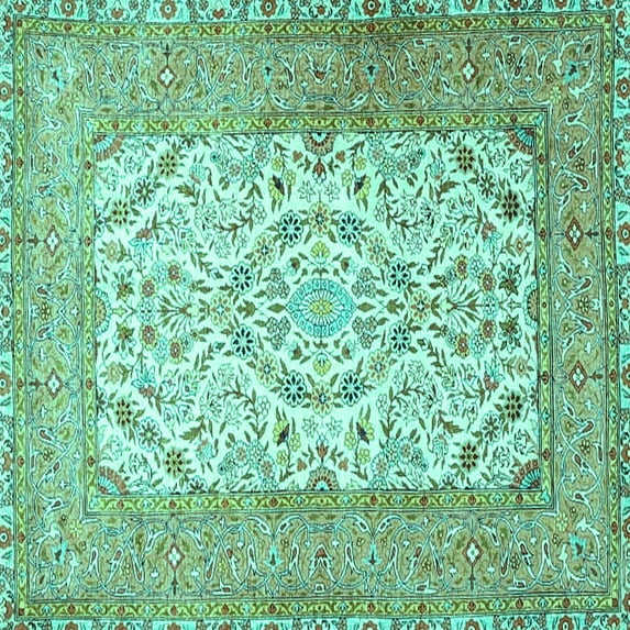 Ahgly Company Indoor Square Persian Turquoise Blue Traditional Area Rugs, 5' Square