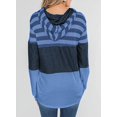 thumbnail image 2 of Women Sweatshirts and Hoodies Long Sleeve Drawstring Sweatshirts Color Block Striped Pullover Tops, 2 of 2