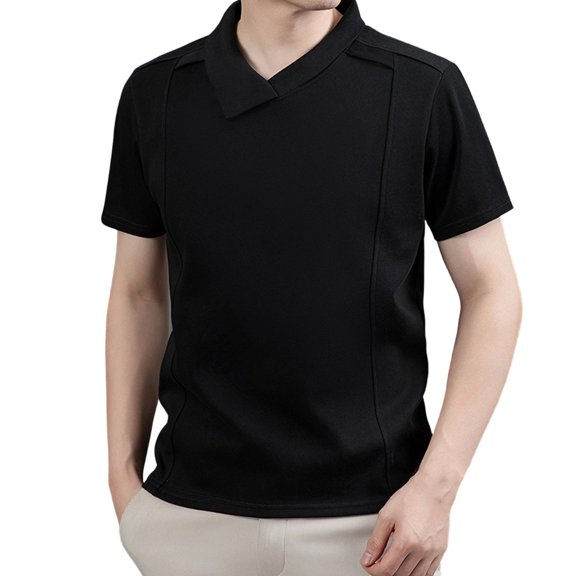 Men's Short Sleeve Polo Shirts with Folded Collar Slim Fit Casual Stylish Top
