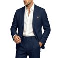 thumbnail image 6 of FGVCTG Mens Notch Lapel Blazer Jacket Casual Regular Fit Sport Coat Business Wedding Suit Jacket for Daily Party Prom Office Wear Navy L, 6 of 7