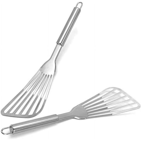 Fish Spatula Stainless Steel, Spatulas for Nonstick Cookware, Thin Slotted Spatula Heat Resistant for Cooking/Frying/Grilling/Flipping Fish Meat Eggs (2PCS)
