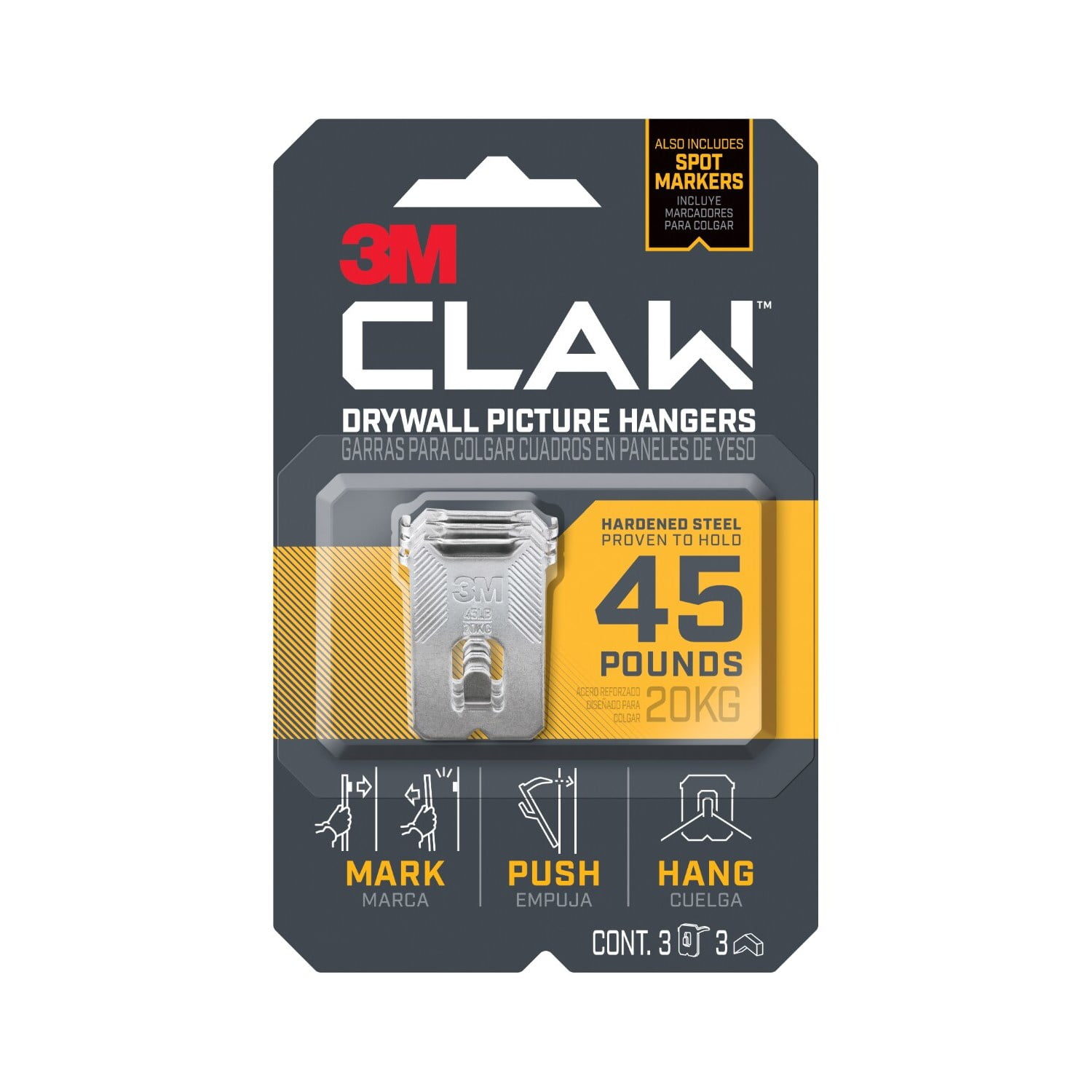 60-Pack Claw Drywall Picture Hangers – Heavy Duty Stainless Steel, Holds Up To 40lb/18kg, No Damage, For Photos, Mirrors, Posters, Artwork