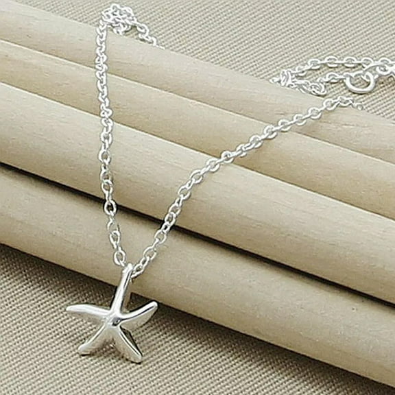 GKNET 925 Sterling Silver Starfish Pendant Necklace Chain For Women Wedding Engagement