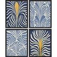 thumbnail image 2 of PixonSign Framed Wall Art Navy and Gold Leave Pattern Prints, Set of 4 Abstract Botanical Paintings, Nature Wilderness Wall Décor, Vintage Retro Adhesive Canvas Posters - 8"x10" Black, 2 of 5