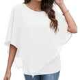 thumbnail image 2 of USSUMA T-Shirts for Women Trendy Women's Summer Casual Loose Chiffon Flowy Tops Elegant Batwing Sleeve Irregular Hem Blouses Poncho Shirts, 2 of 8