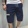 thumbnail image 2 of VEKDONE Mens Twill Cargo Shorts Elastic Waist Drawstring Work Shorts Summer Loose Fit Lightweight Straight Leg Shorts Multi Pockets Cargo Shorts Navy L, 2 of 9