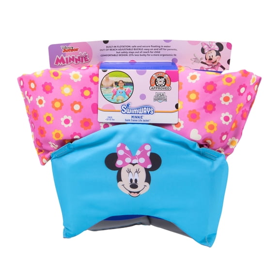 SwimWays Disney Minnie Swim Trainer, US Coast Guard Approved Life Vest Kids Swim Vest, Arm Floaties & Life Jackets for Kids 33-55 lbs, Minnie