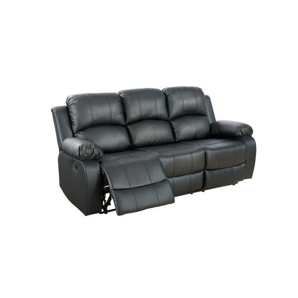 Ponliving Furniture Classic 3 Seat, Leather Double Recliner Sofa