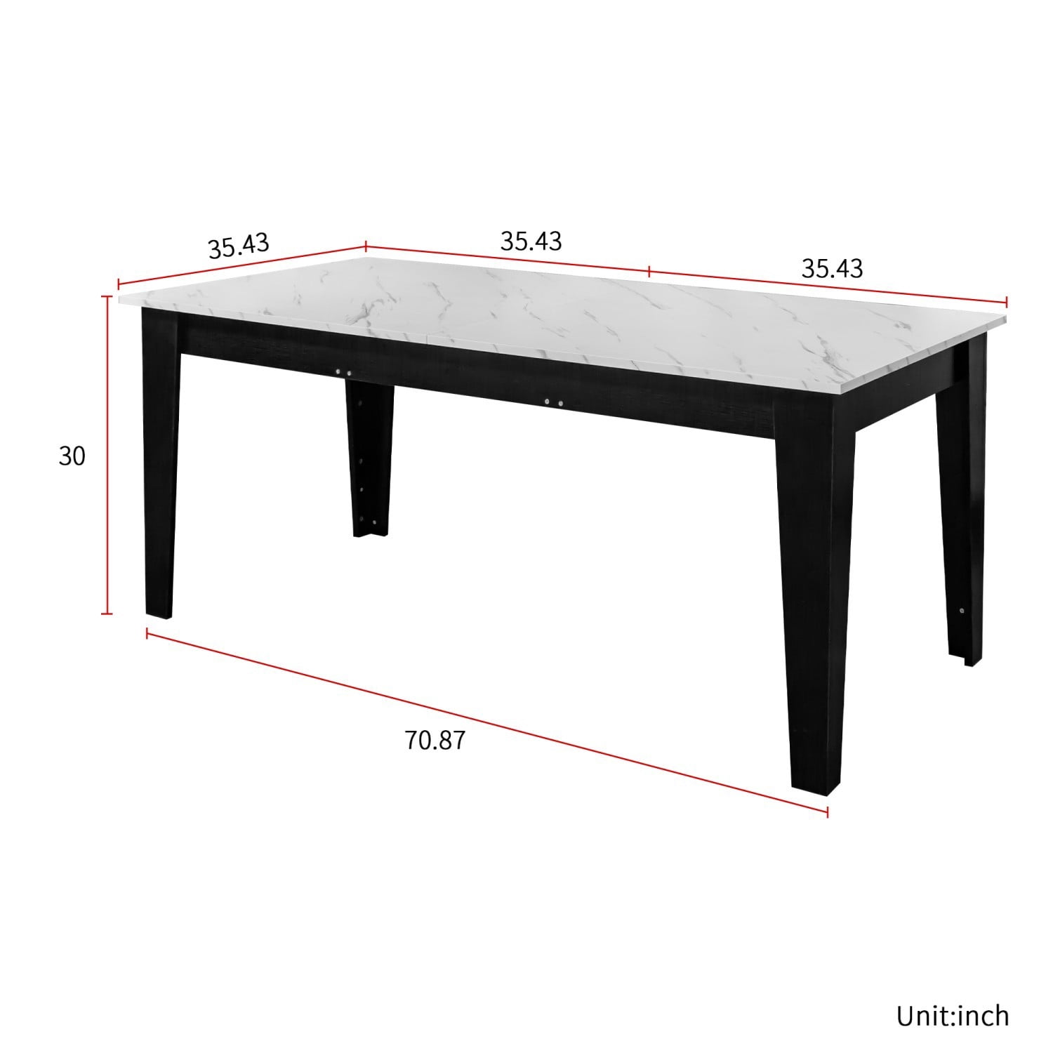106.3" Extendable Dining Table, Large Woodgrain Kitchen Table with Expandable Design, Modern Rectangular Dining Room Table for Family Meals, Office, Study & Gathering Spaces, White