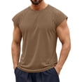 thumbnail image 3 of Blekii Men's Muscle Tank Top Workout Gym Athletic T Shirt Casual Cap Sleeve Summer Top Khaki 2Xl, 3 of 10
