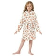 thumbnail image 6 of FORMRS Niños Bathrobe Unisex Hooded Robe Soft Plush Pajamas Sleepwear, Size 2-3T, Small Floral Blooms, 6 of 7