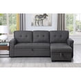 thumbnail image 4 of Miekor Furniture Lucca 84" Dark Gray Linen Reversible Sleeper Sectional Sofa with Storage Chaise W5U002, 4 of 9