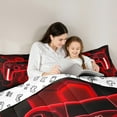 thumbnail image 3 of Manfei Gaming Twin Bedding Sets 7-Piece,Teen Video Game Bedding Comforter Set,Red Geometric Honeycomb Sheet Sets For Boys Girls,Super Cozy Bedroom Decoration Reversible, 3 of 7