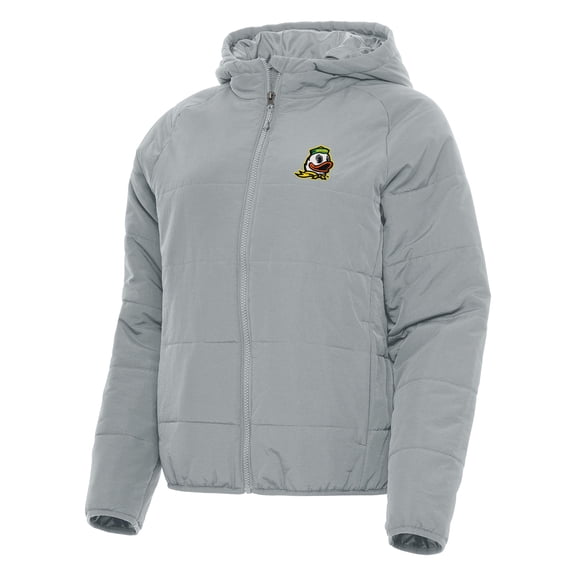 Women's Antigua Gray Oregon Ducks Universe Full-Zip Puffer Jacket