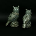 thumbnail image 3 of Set of 2 Grey Crackle Finish Ceramic Owl Statues, 3 of 3
