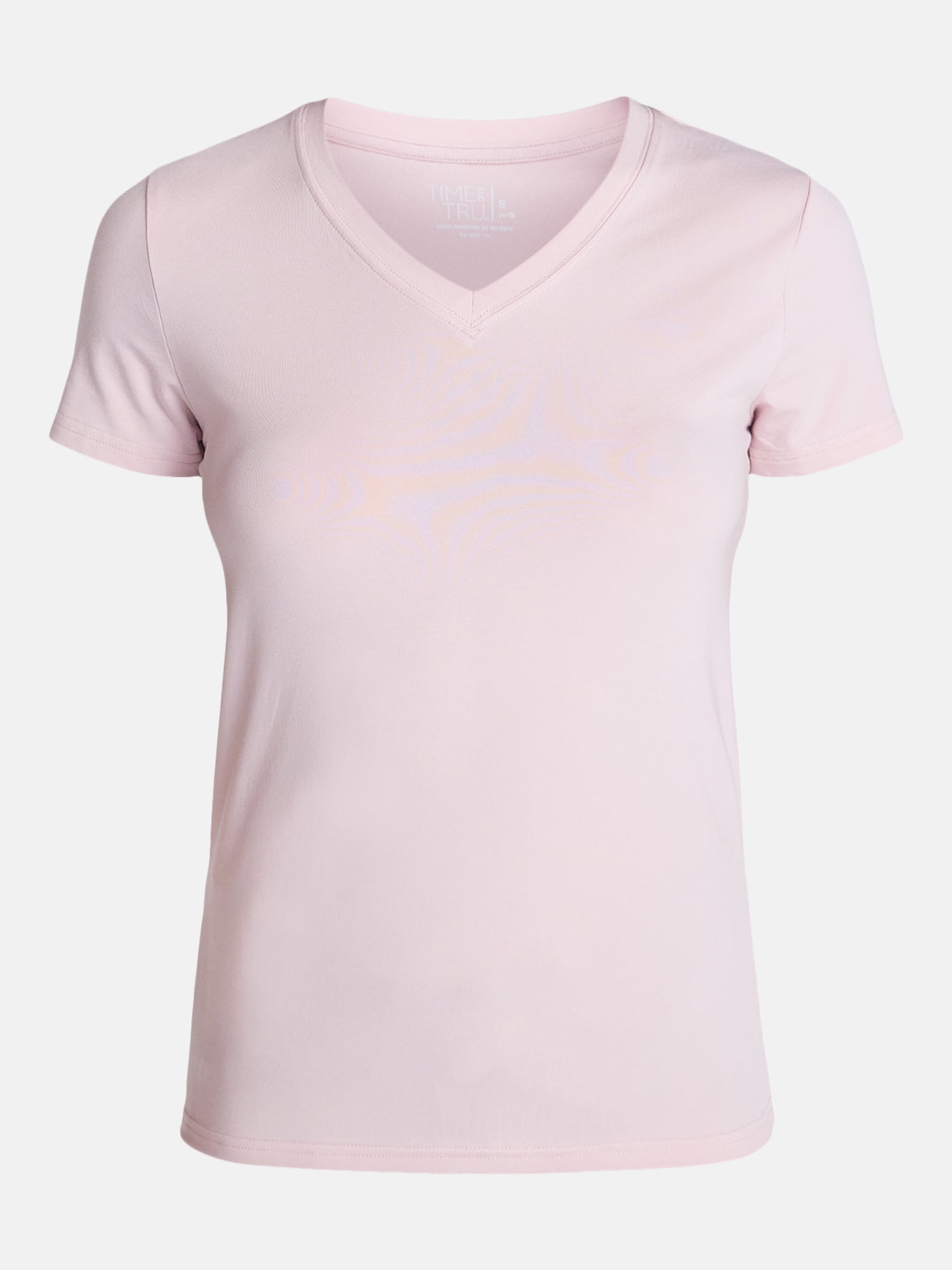 Time and Tru Women's Slim V Neck Tee with Short Sleeves, Sizes XS-XXXL