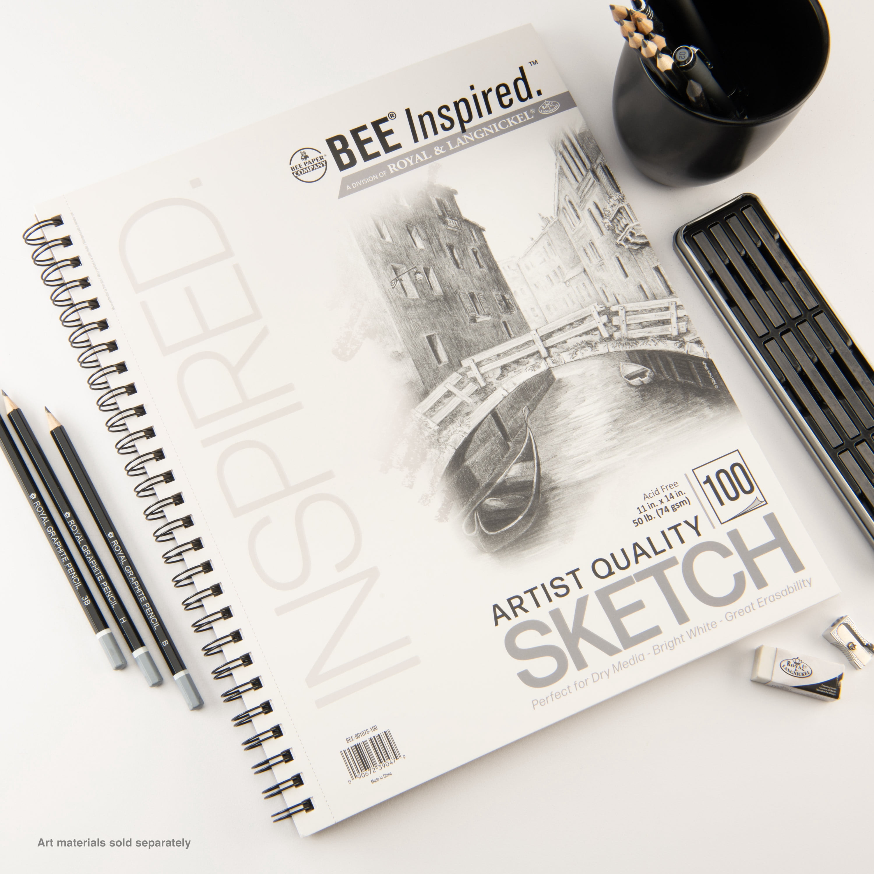 Bee Paper - Bee Inspired 11"x14" Sketching Paper Pad, 100 Sheets, Side Wire, 50lb. 74GSM