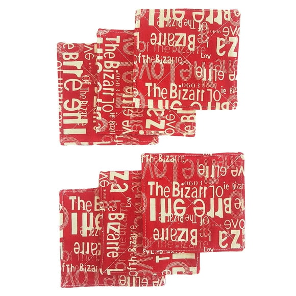 CUSHYSTORE sous-Verres en Toile Florale 2 Couches Tapis Absorbant Style Botanique Tissu Matelassé pour Verre 4 Pouces" Lot de 6 (Lettres Rouges)