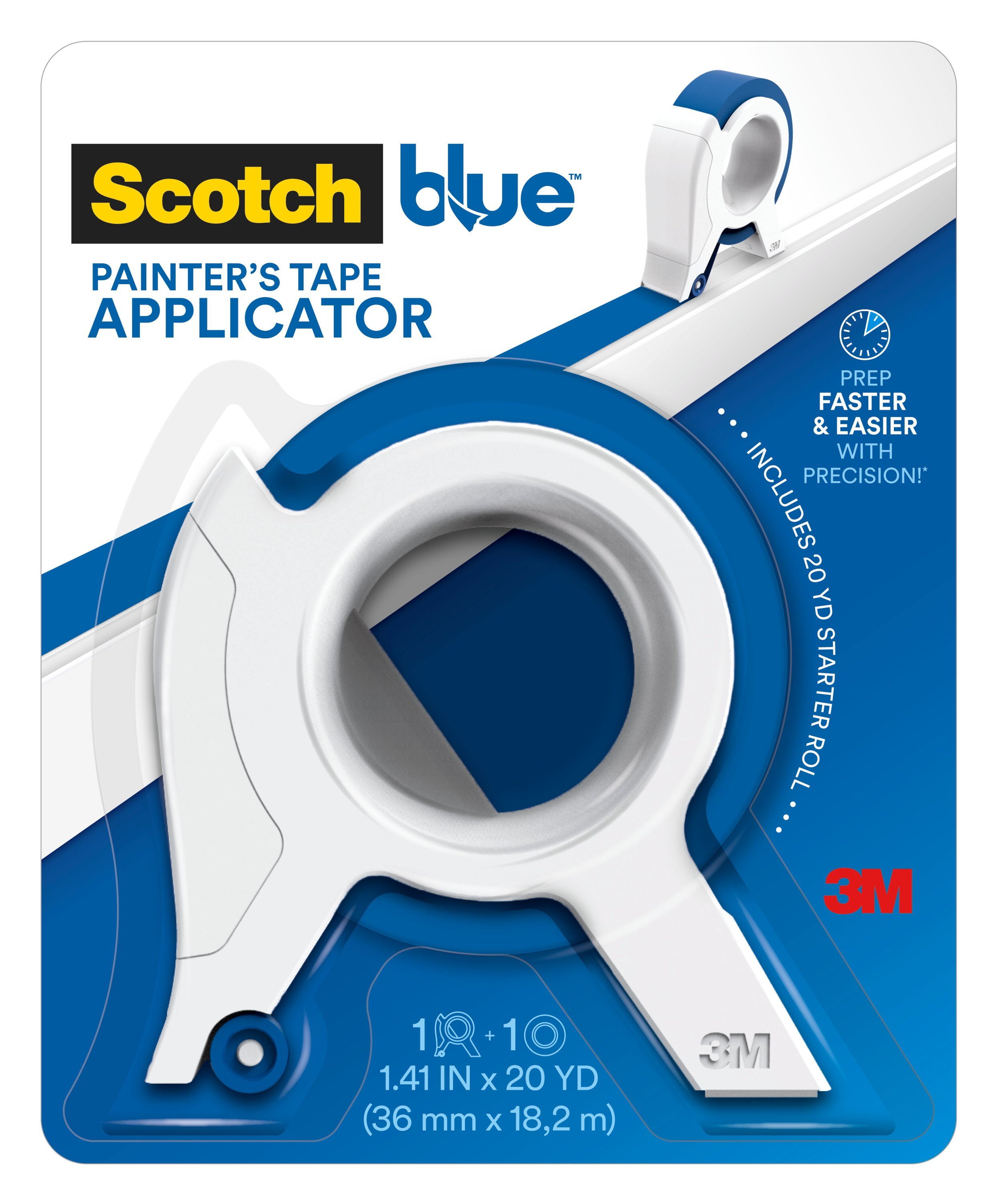 ScotchBlue Painter's Tape Applicator, Includes 1.41 in x 20 yds Roll