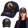 thumbnail image 4 of 3D Halloween Embroidered Baseball Cap,Raven Pumpkin Forest Moon Design Adjustable Sun Hat for Unisex,for Fall Halloween Holiday Party Outdoor Daily Wear, 4 of 4