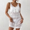 thumbnail image 4 of BOBOGOJP Womens Swimsuit Cover Up 2026 Summer Bathing Suit Cover ups Hollow Out Slit Bikini Cover Up Crochet Beach Dress White for Size L, 4 of 6