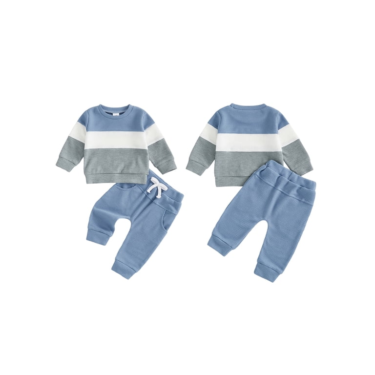 Loicainy Toddler Boy Striped Long Sleeve Top and Pants Set photo 4