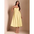 thumbnail image 4 of Vibrant Yellow Spaghetti Strap Fit & Flare Midi Dress For Party, Evening, Or Elegant Daywear, 4 of 7