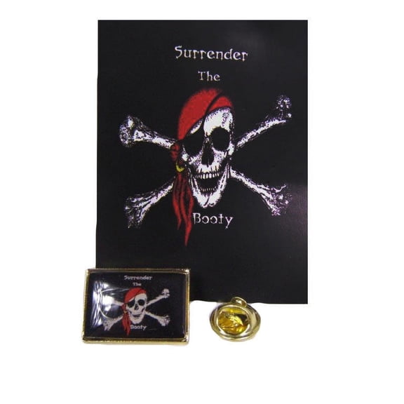 Pirate Jolly Roger Surrender the Booty Bike Motorcycle Hat Cap lapel Pin