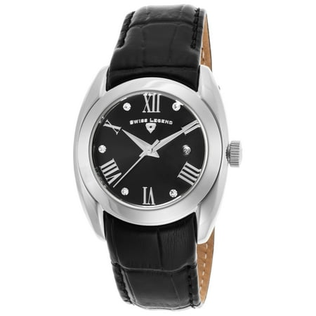 Swiss Legend 10550-01 Liberty Black Genuine Leather And Dial Stainless Steel Watch