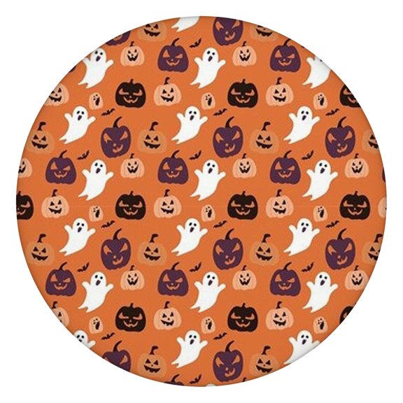 Festive Halloween Round Tablecloth with Pumpkin Print and Elastic Hem - Perfect for 44 Inch Kitchen Dining Table