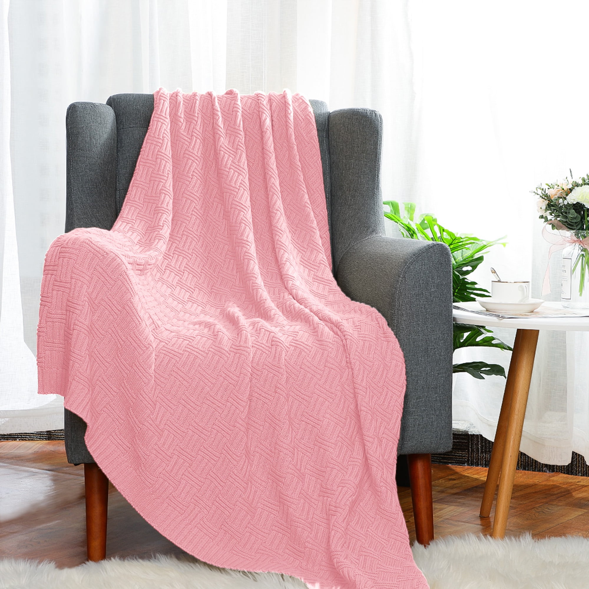 New soft snugly Cable knitted throw blanket for beds sofa armchair 120x180cm 