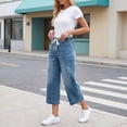 thumbnail image 7 of Denim Capris Pants for Women Casual Baggy Drawstring Wide Leg Capri Jeans Comfy Elastic Waist Jean Pedal Pushers 2026,3XL, 7 of 7