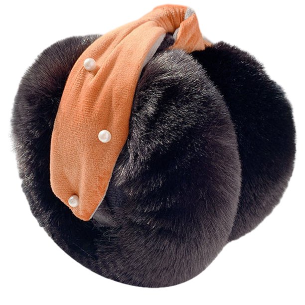 Orejeras de invierno con perlas de imitación para mujer, orejeras de piel sintética, orejeras de felpa para niñas y mujeres, orejeras para exteriores, diadema
