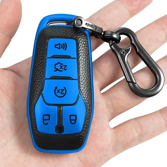 for Ford Key fob Cover,Texture case,with Keychain,Key Shell/Skin,5-Buttons fit 2016 2017 Explorer for Mustang Fusion MKZ MKC Remote Key Vehicle Accessories Keychain