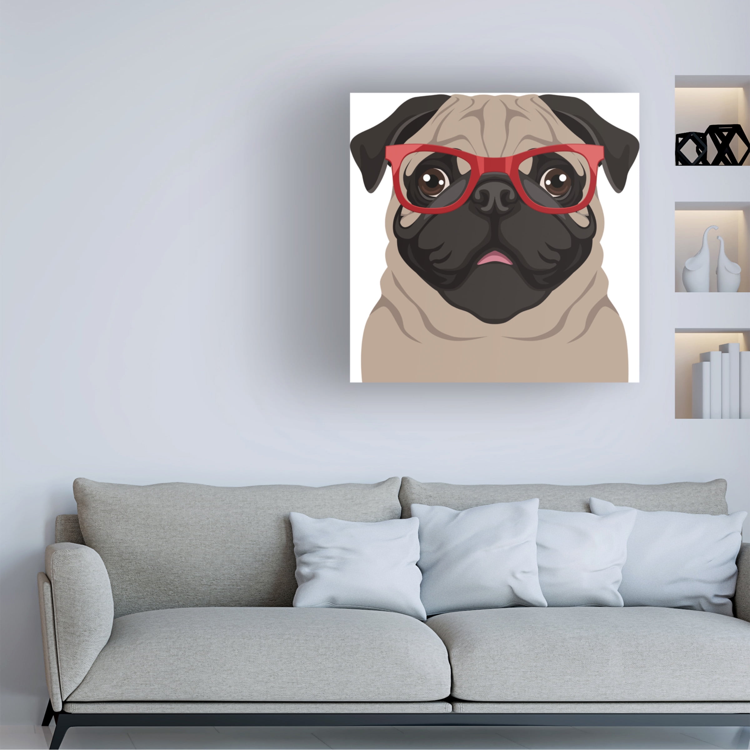 Furbaby Affiliates 'Pug Wearing Hipster Glasses 6' Canvas Art