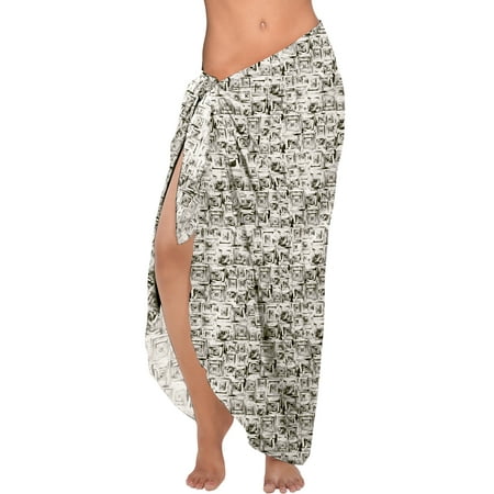 HAPPY BAY Women s Summer Swimwear Skirt Swimsuit Vacation Beach Sarong Coverups Swim Cover up Wrap Pareos Long Beachwear Wraps for Women One Size Jet  Floral