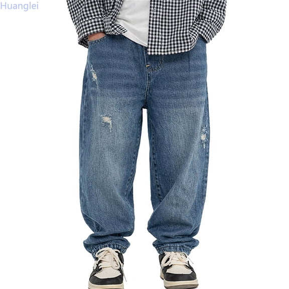 Huanglei Distressed Denim Pants For Boys Casual Trousers With Rip Details And Autumn Long Jeans For Kids Youth Teenager ,School Ready Denim Pants /Size 3-4 Years(Blue)