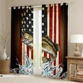 thumbnail image 2 of Manfei Bass Fish Black Out Curtains,American Flag Curtains Pack of 2 (42x63 Each),Vintage Retro Bedroom Curtains,Abstract Bedroom Decorative, 2 of 6