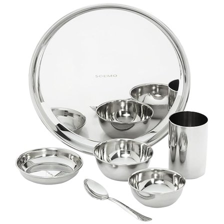 Dinner Set|Stainless Steel Solid|Mirror Finish|Set of 6