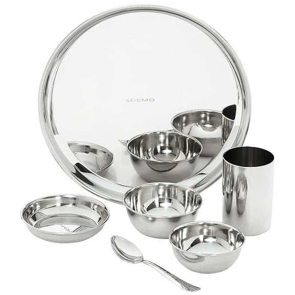 Dinner Set|Stainless Steel Solid|Mirror Finish|Set of 6