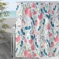 thumbnail image 2 of Juego de alfombrillas de baño NikouMX 3 piezas estampado de flores Cortina de ducha impermeable, 2 of 8