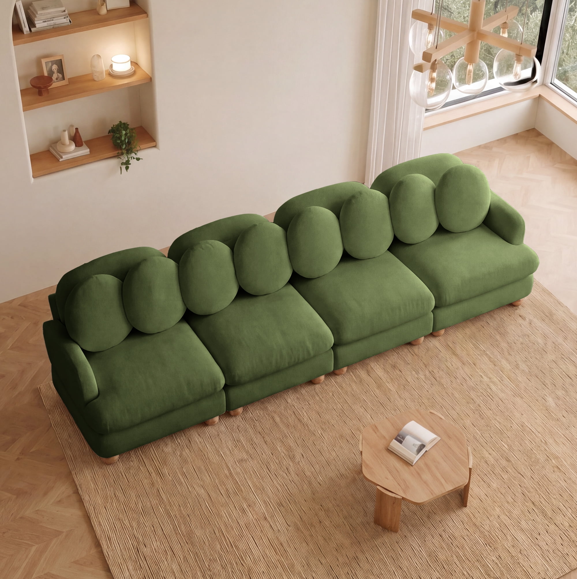 123" Large Chenille Modular Sectional Sofa 4 Seater Deep Seat Couch with 8 Throw Pillows