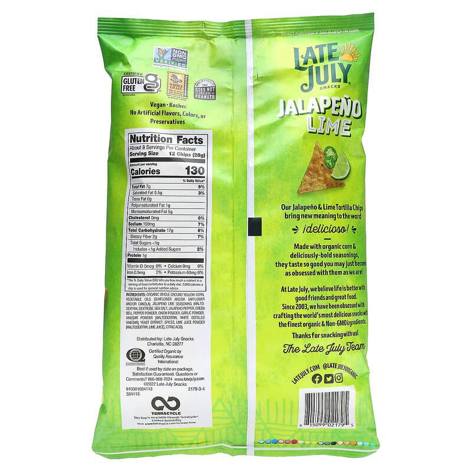 Late July Jalapeno Lime Tortilla Chips 7.8 oz - Pack of 2