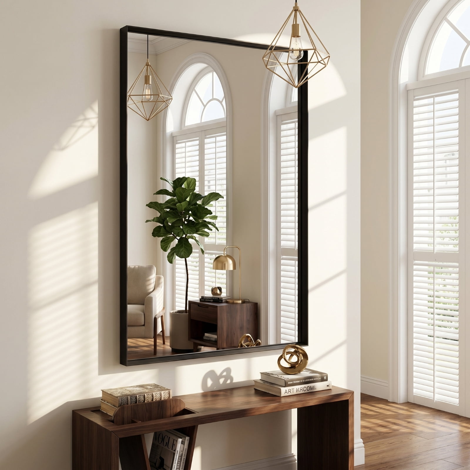 Gleamira 30"x50" Rectangular Bathroom Mirror Wall Vanity Mirror with Deep Frame, Black