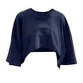 thumbnail image 4 of GERsome Women's Crop Tops 3/4 Sleeve Crew Neck Athletic Workout Yoga Running Gym Casual T-Shirts Loose Fit Navy XL, 4 of 7