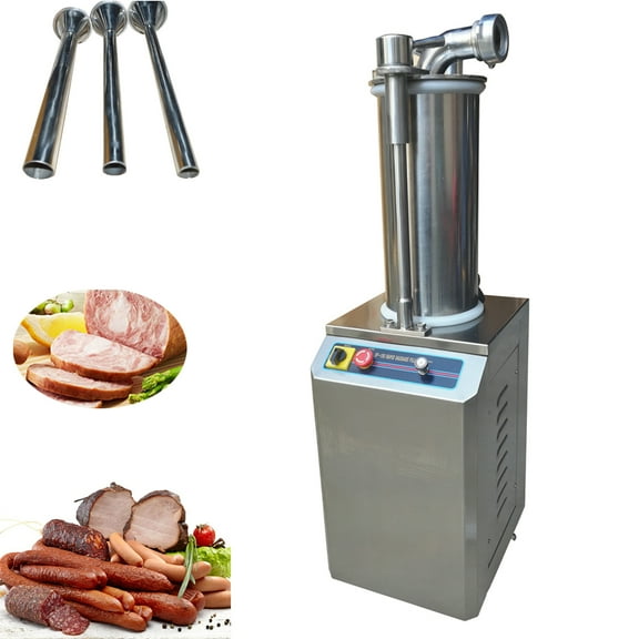 INTBUYING 15L Hydraulic Automatic Sausage Stuffer with 3 Stuffing Nozzles