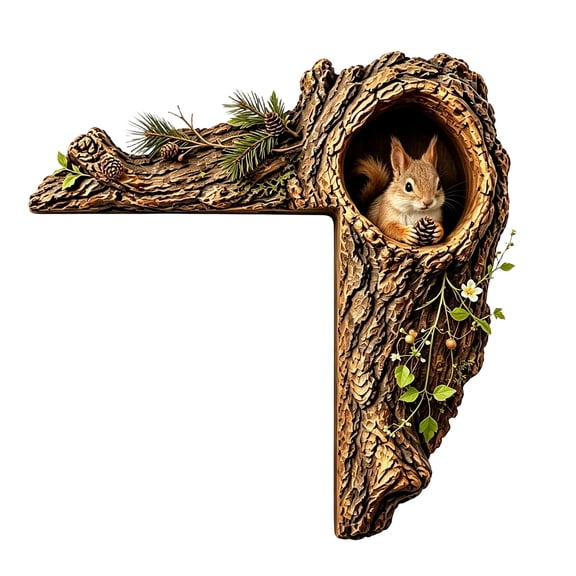 SDJMa Squirrel Tree Hollow Door Topper, 2D Flat Wooden Woodland Animal Door Frame Corner Decor for Farmhouse Home Door Window Hanging, Housewarming Gifts for Animal Lovers, Right, 1 Pc
