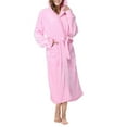 thumbnail image 1 of Womens Robes Plush Fleece Hooded Bathrobe Thick Nightgown with Pockets Sleepwear Robe Powder XL, 1 of 8